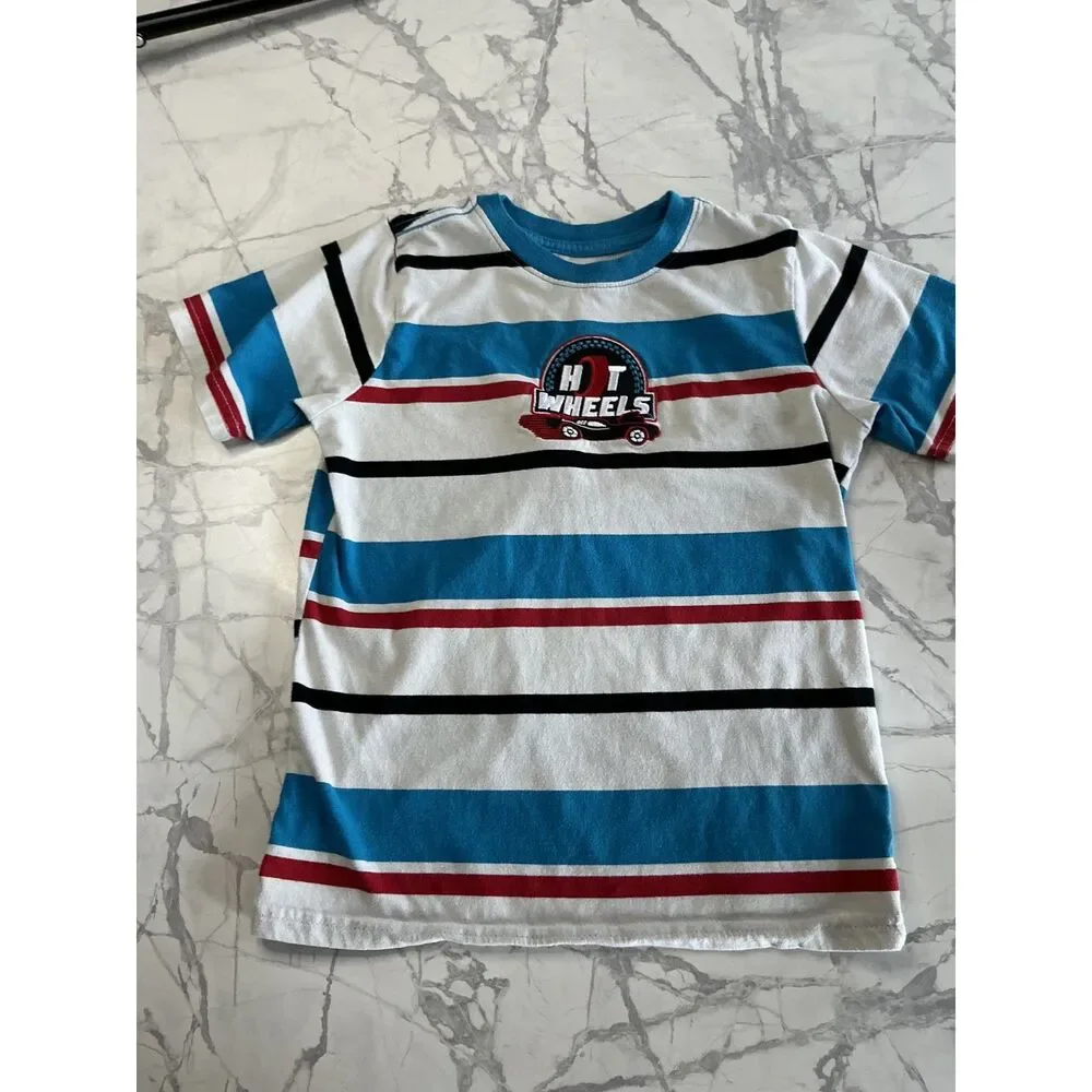 Boys Striped T Shirt Lot of 4 Size 6-8 Minecraft Spider-Man Hot Wheels Old Navy